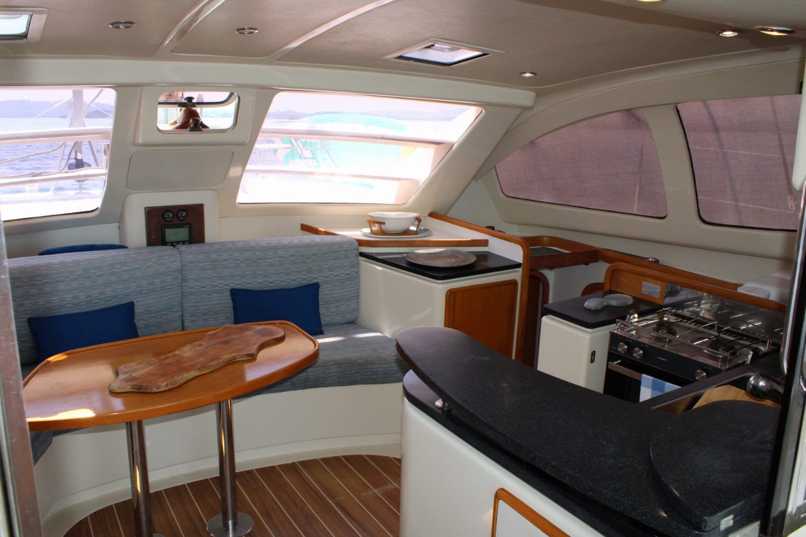 Aventura's aft cockpit seating and helm