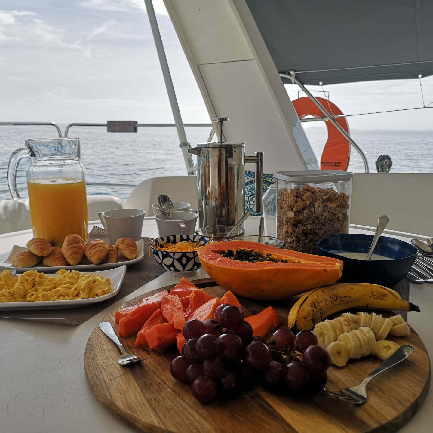 Onboard dining aboard a Surfnsail charter